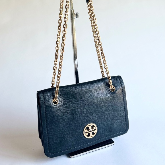 Tory Burch Black Pebble Genuine Leather Shoulder Bag Crossbody Bag - Picture 4 of 16